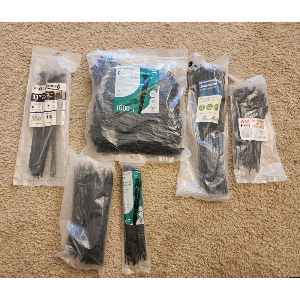 Bulk Lot Black Nylon Cable Ties Zip Ties Utilitech Marathon Kable Control